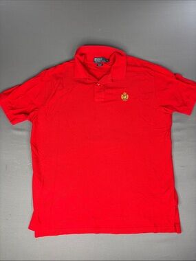 Vintage Ralph Lauren Polo Men’s Extra Large Red Gold Embroidered Crest Causal